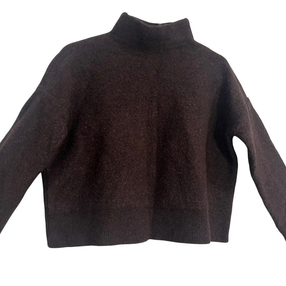 Tahari Extra Fine Merino Wool Mock Neck Sweater Brown‎ XL - Picture 3 of 9